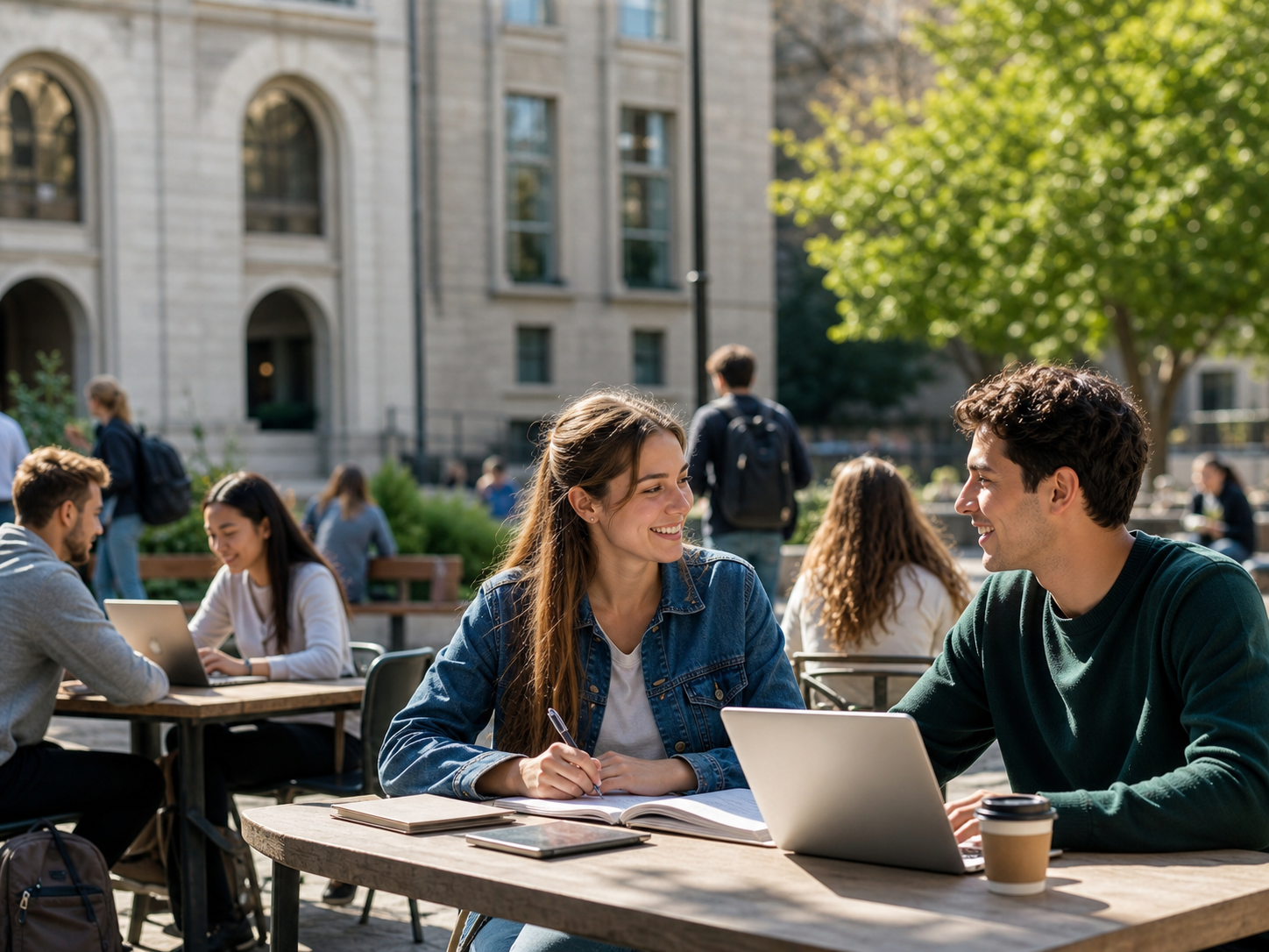 Students meeting on campus